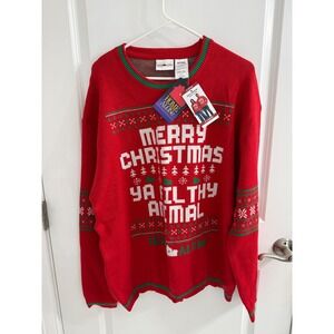 Home Alone Merry Christmas Ya Filthy Animal Sweater Red Knit Mens XL NWT